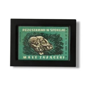 Etykieta zapałczana „OCHRONA PRZYRODY - POZOSTAWMY W SPOKOJU MAŁE ZAJĄCZKI"